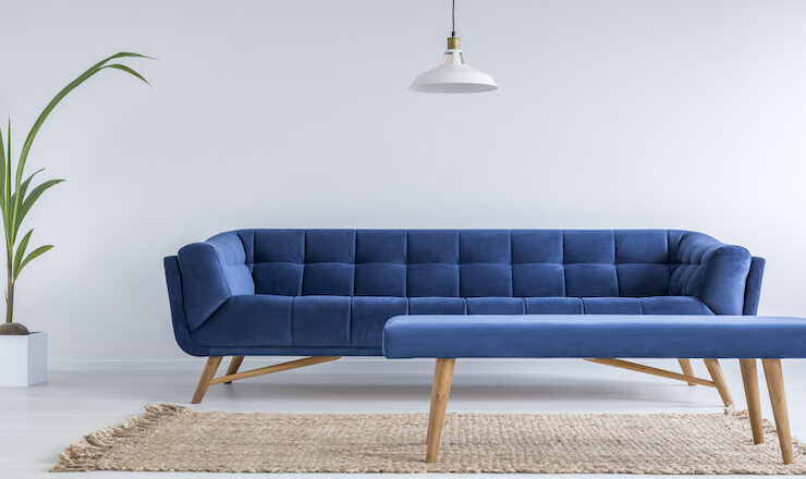 Quilted blue sofa