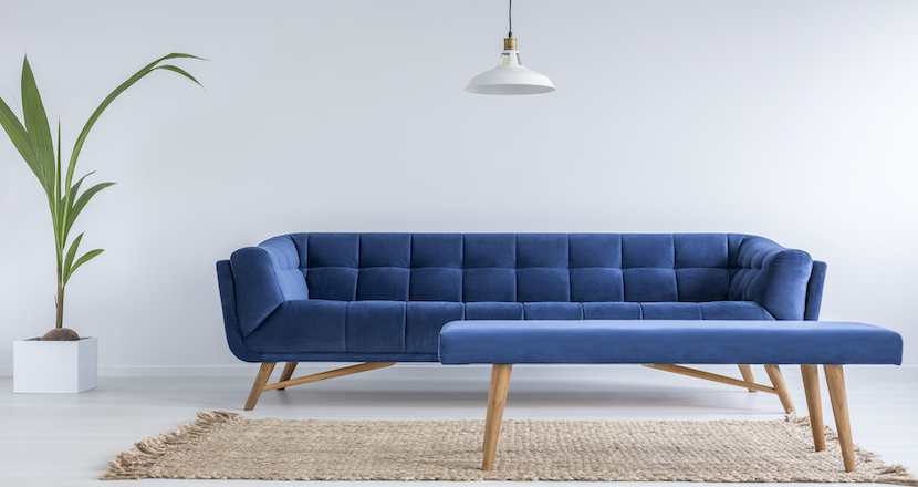 Quilted blue sofa